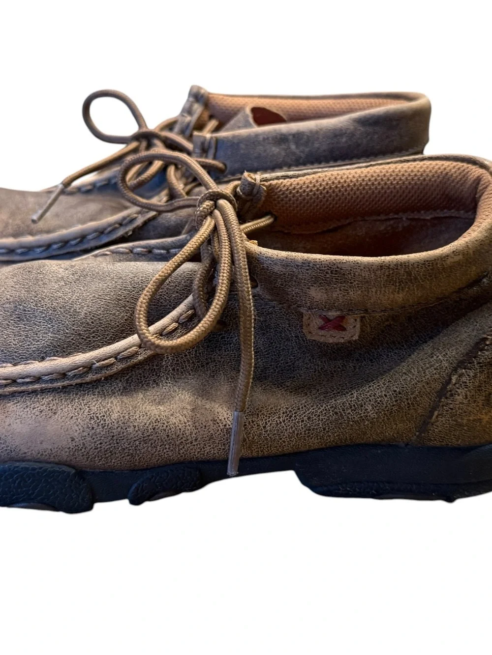 Twisted X Youth 3.5 Casual Moc Toe Leather Shoes in Brown